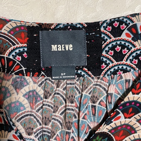 Anthropologie Maeve Monaco long sleeved dress size SP in a red and blue print. - Picture 4 of 9